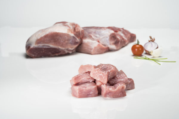 Schweinsragoutfleisch geschnitten vom Schwäbisch Hällischem